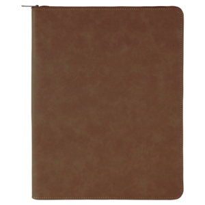 Dark brown Custom Engraved Leatherette Portfolio Zipper
