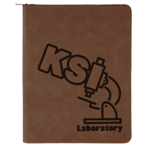 Dark brown Custom Engraved Leatherette Portfolio Zipper