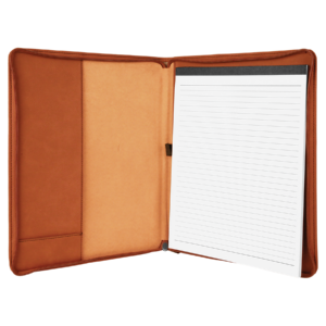 opend Custom Engraved Leatherette Portfolio